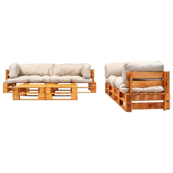 vidaXL Ensemble de salon de palettes 6 pcs avec coussins bois sable