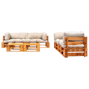 vidaXL Ensemble de salon de palettes 6 pcs avec coussins bois sable