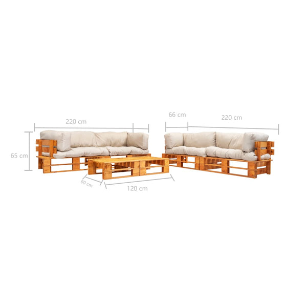 vidaXL Ensemble de salon de palettes 6 pcs avec coussins bois sable