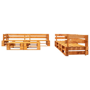 6-tlg. Garten-Lounge-Set aus Paletten mit Roten Kissen Holz