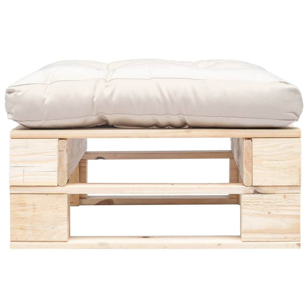 Garten-Palettenhocker mit Kissen Holz Natur