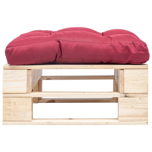 Garten-Palettenhocker mit Kissen in Rot Holz Natur