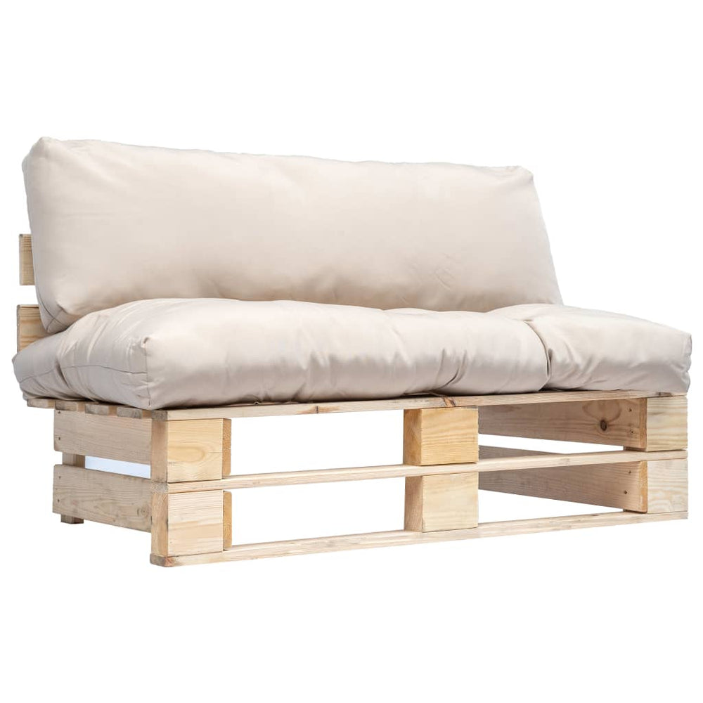 vidaXL Outdoor Pallet Sofa with Sand Cushions Pine Wood
