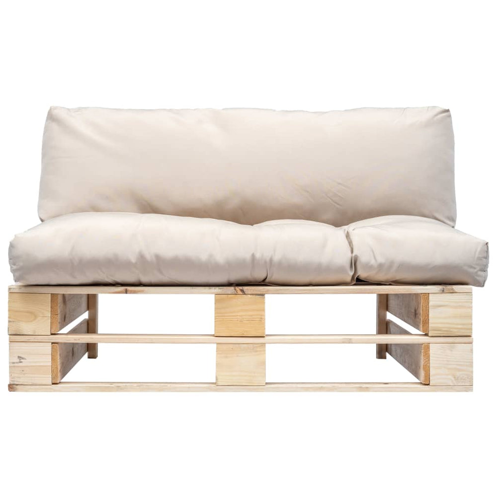 vidaXL Outdoor Pallet Sofa with Sand Cushions Pine Wood