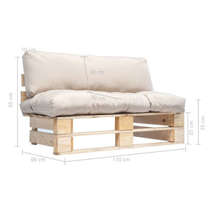 vidaXL Canapé d'extérieur de palettes avec coussins de couleur sable Bois de pin