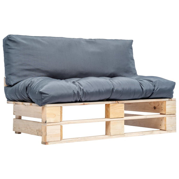 vidaXL Canapé d'extérieur palette avec coussins gris Bois de pin