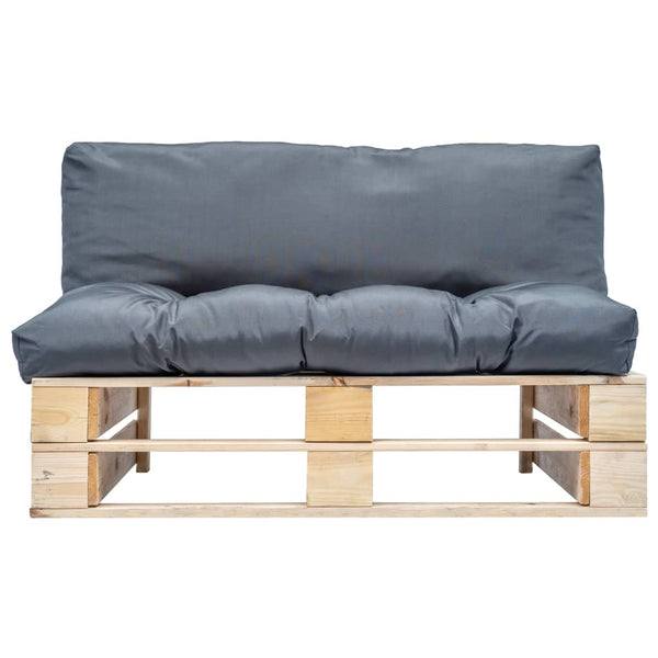 vidaXL Canapé d'extérieur palette avec coussins gris Bois de pin