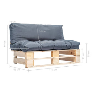 vidaXL Canapé d'extérieur palette avec coussins gris Bois de pin