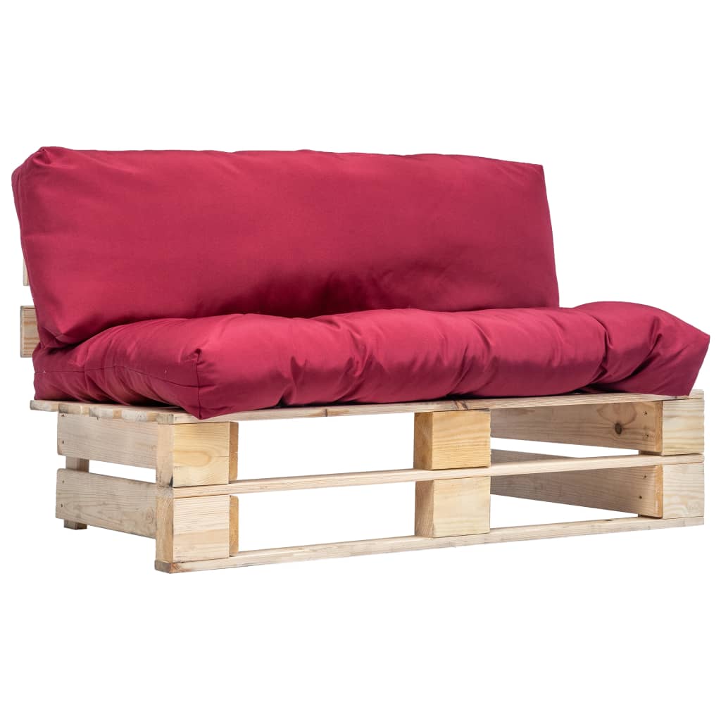 vidaXL Canapé d'extérieur de palette avec coussins rouges en pin