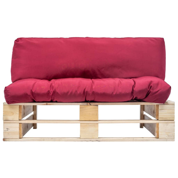 vidaXL Canapé d'extérieur de palette avec coussins rouges en pin
