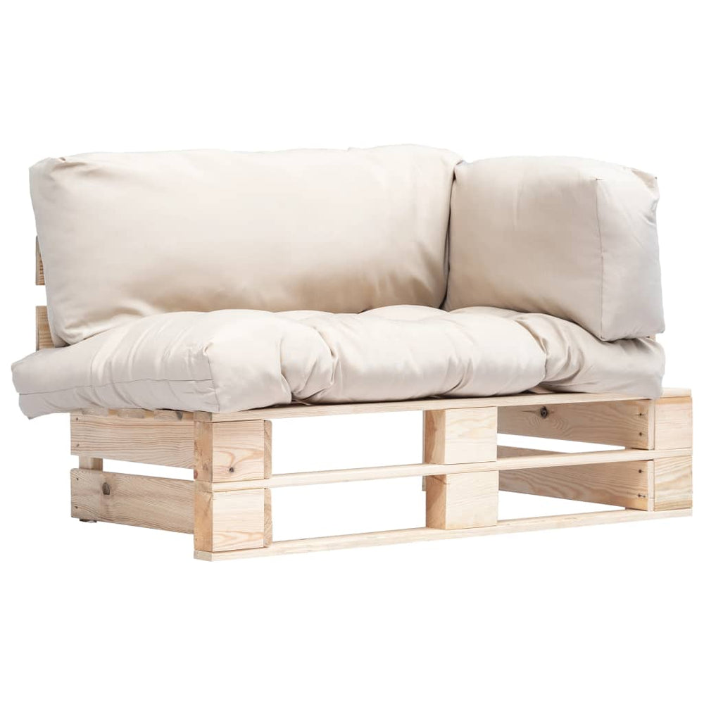vidaXL Outdoor Pallet Sofa with Sand Cushions Pine Wood