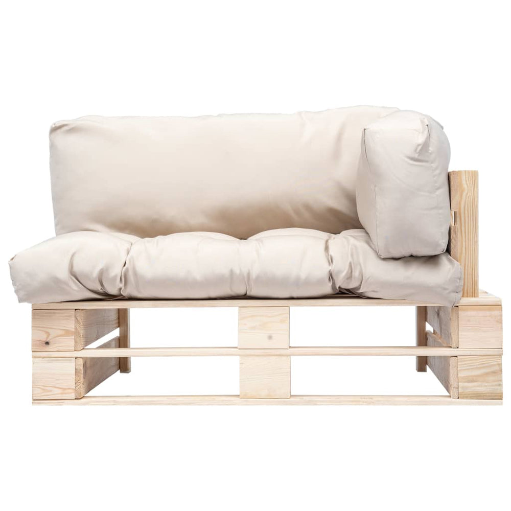 vidaXL Outdoor Pallet Sofa with Sand Cushions Pine Wood