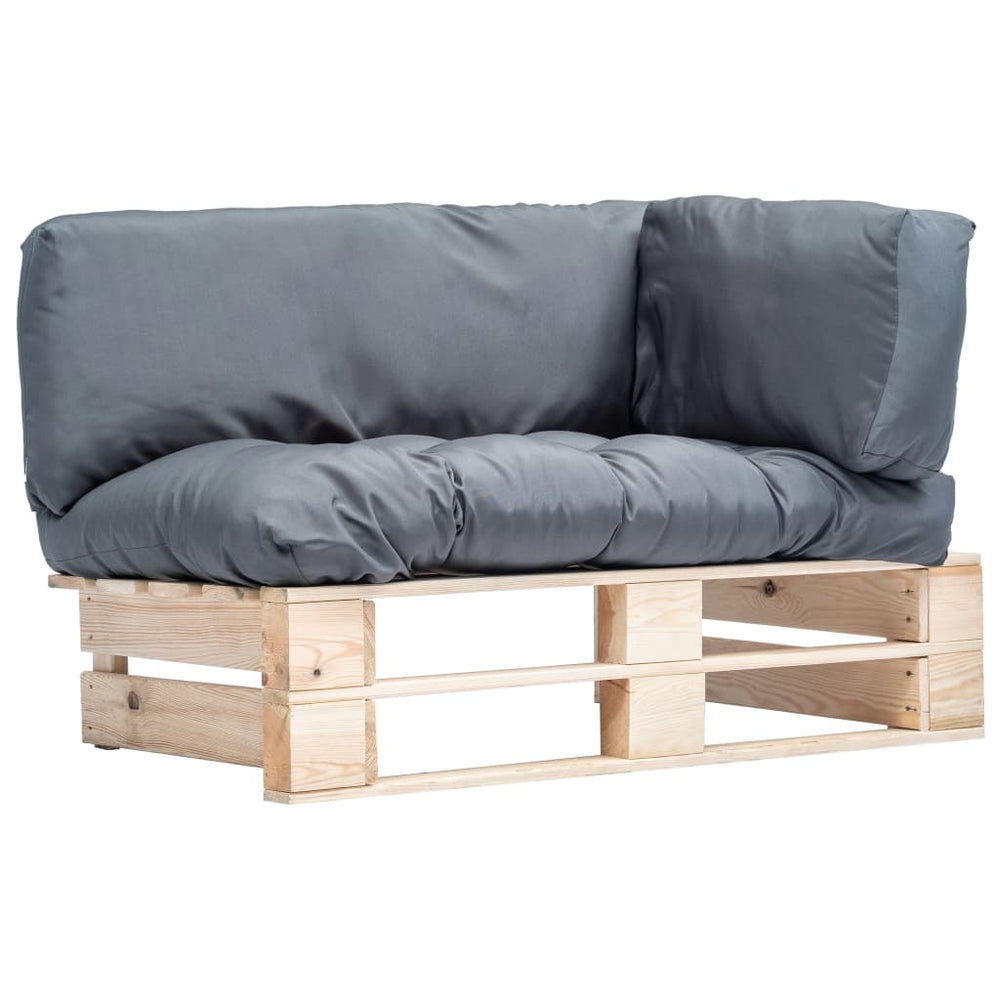 vidaXL Outdoor Pallet Sofa with Grey Cushions Pine Wood