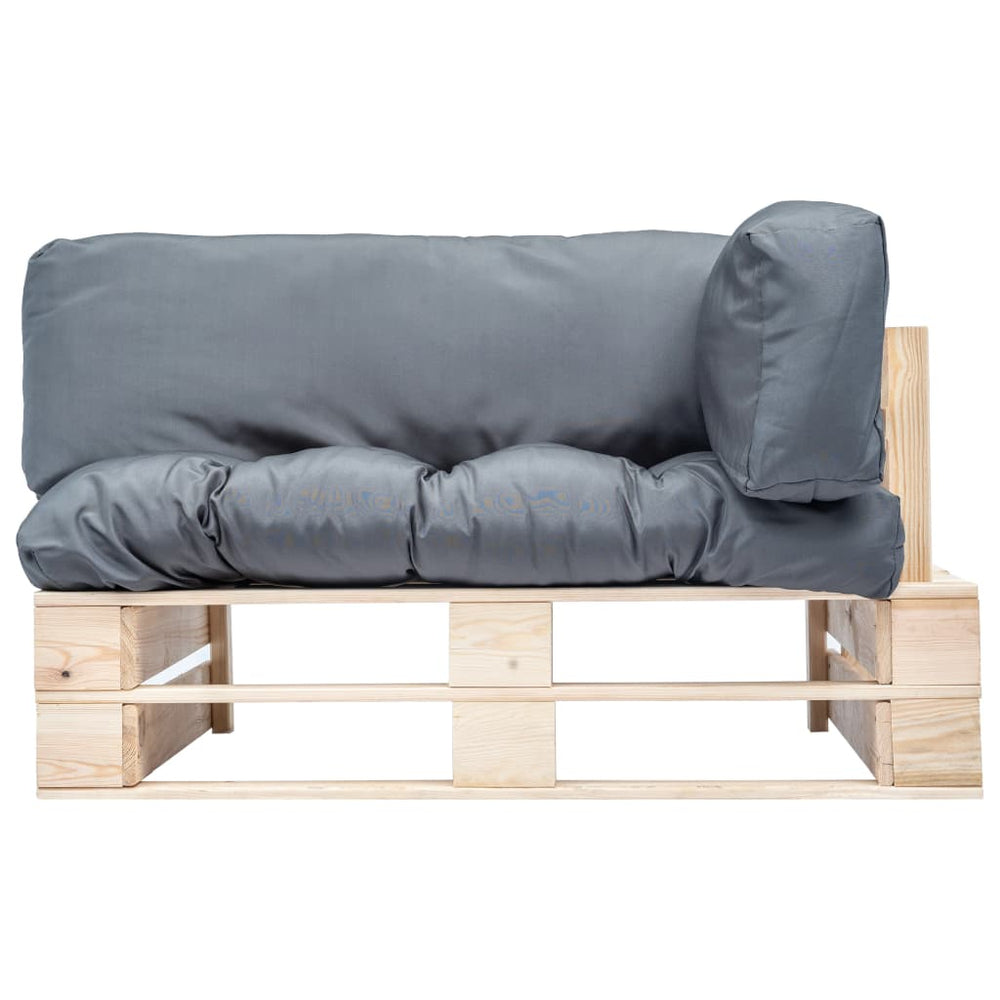 vidaXL Outdoor Pallet Sofa with Grey Cushions Pine Wood