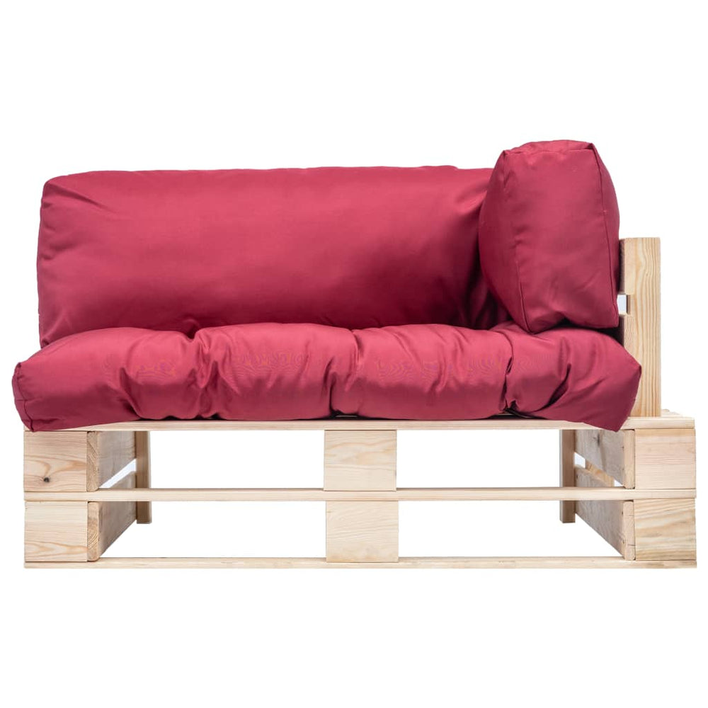 vidaXL Outdoor Pallet Sofa with Red Cushions Pine Wood