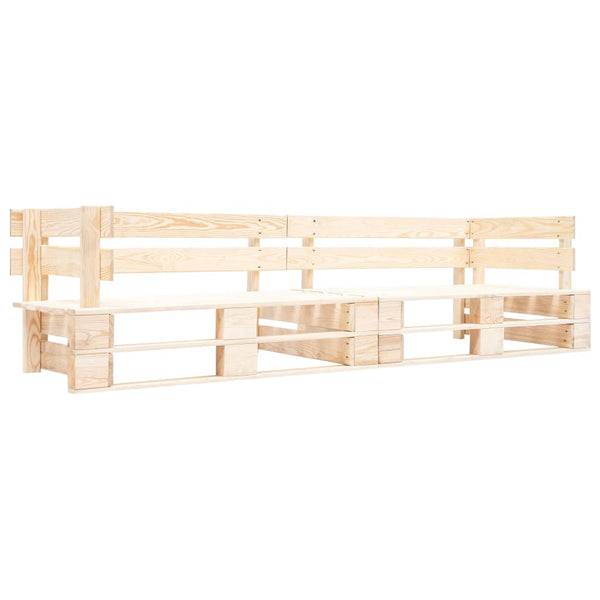2-tlg. Outdoor-Sofa-Set Paletten Kissen Sandfarben Kiefernholz
