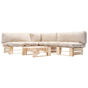 vidaXL Salon de jardin palette 4 pcs avec coussins sable Bois