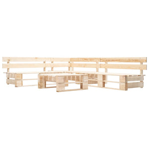 4-tlg. Paletten-Lounge-Set mit Kissen in Grau Holz