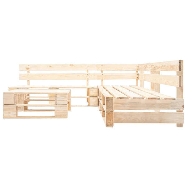 4-tlg. Paletten-Lounge-Set mit Kissen in Grau Holz