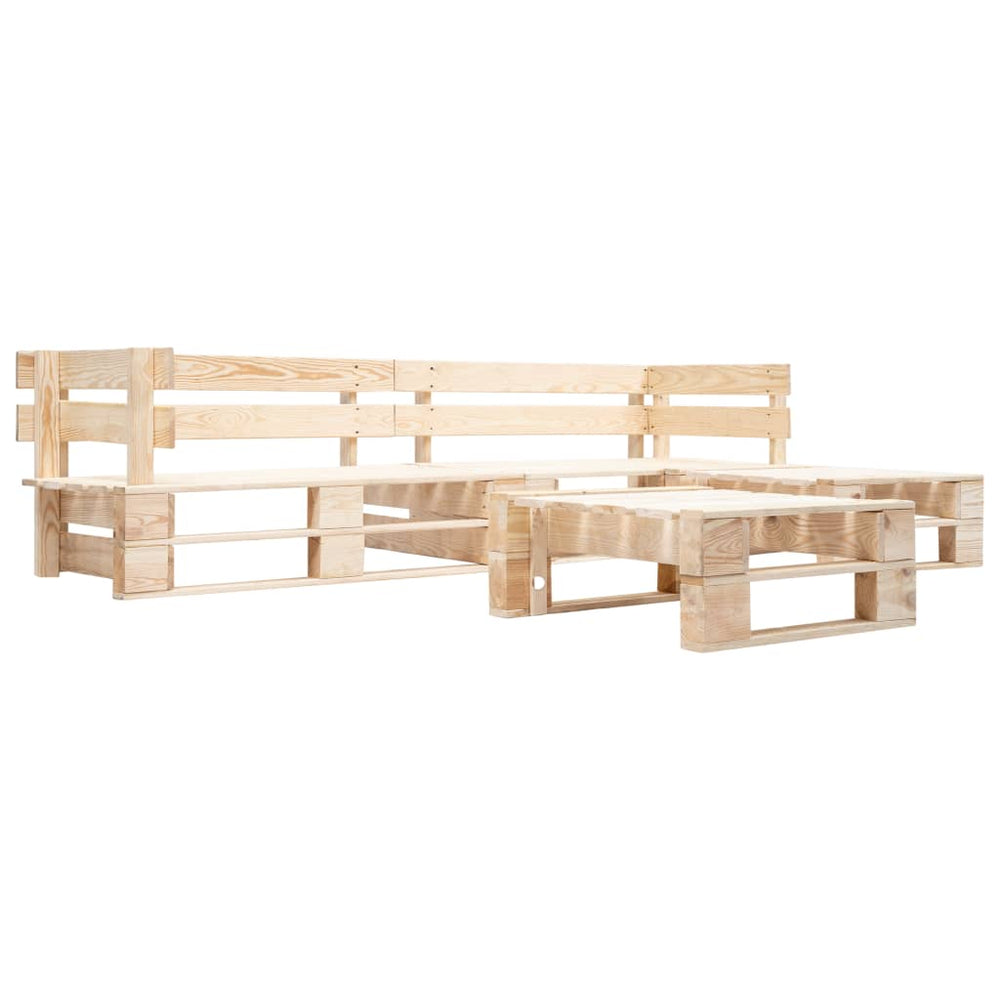 vidaXL Salon de jardin 4 pcs en palettes Bois Naturel