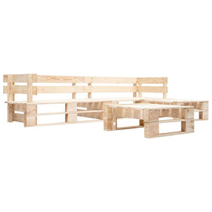 4-tlg. Paletten-Lounge-Set mit Kissen in Rot Holz