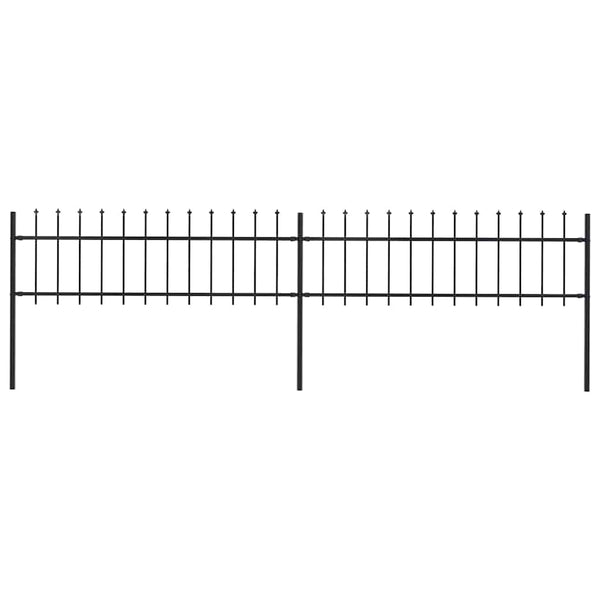 Gartenzaun mit Speerspitze Stahl 359 x 60 cm Schwarz