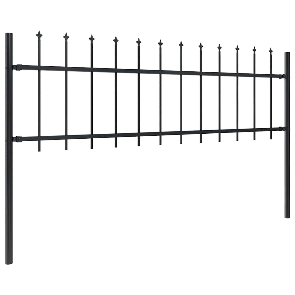 Gartenzaun mit Speerspitze Stahl 714,5 x 60 cm Schwarz