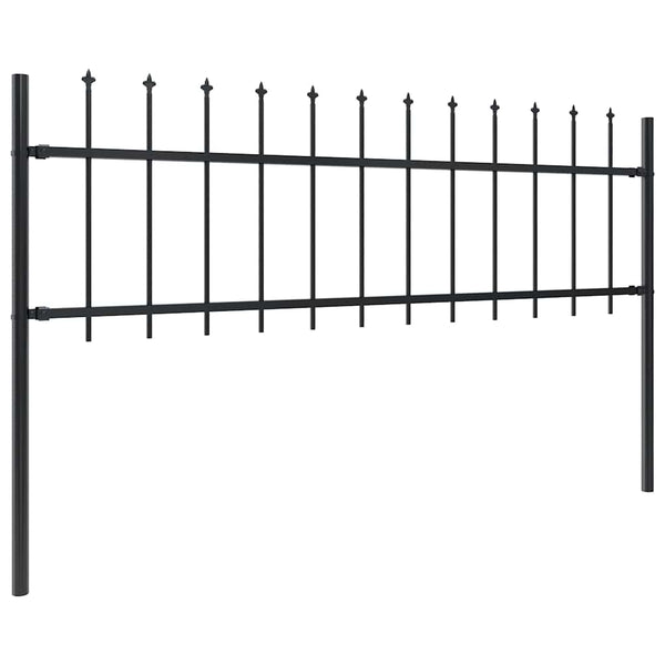 Gartenzaun mit Speerspitze Stahl 1070 x 60 cm Schwarz