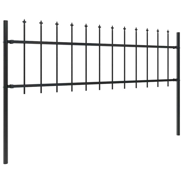 Gartenzaun mit Speerspitze Stahl 1426 x 60 cm Schwarz