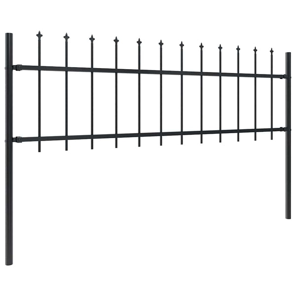 Gartenzaun mit Speerspitze Stahl 1603,5 x 60 cm Schwarz