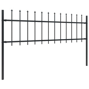 Gartenzaun mit Speerspitze Stahl 1603,5 x 60 cm Schwarz