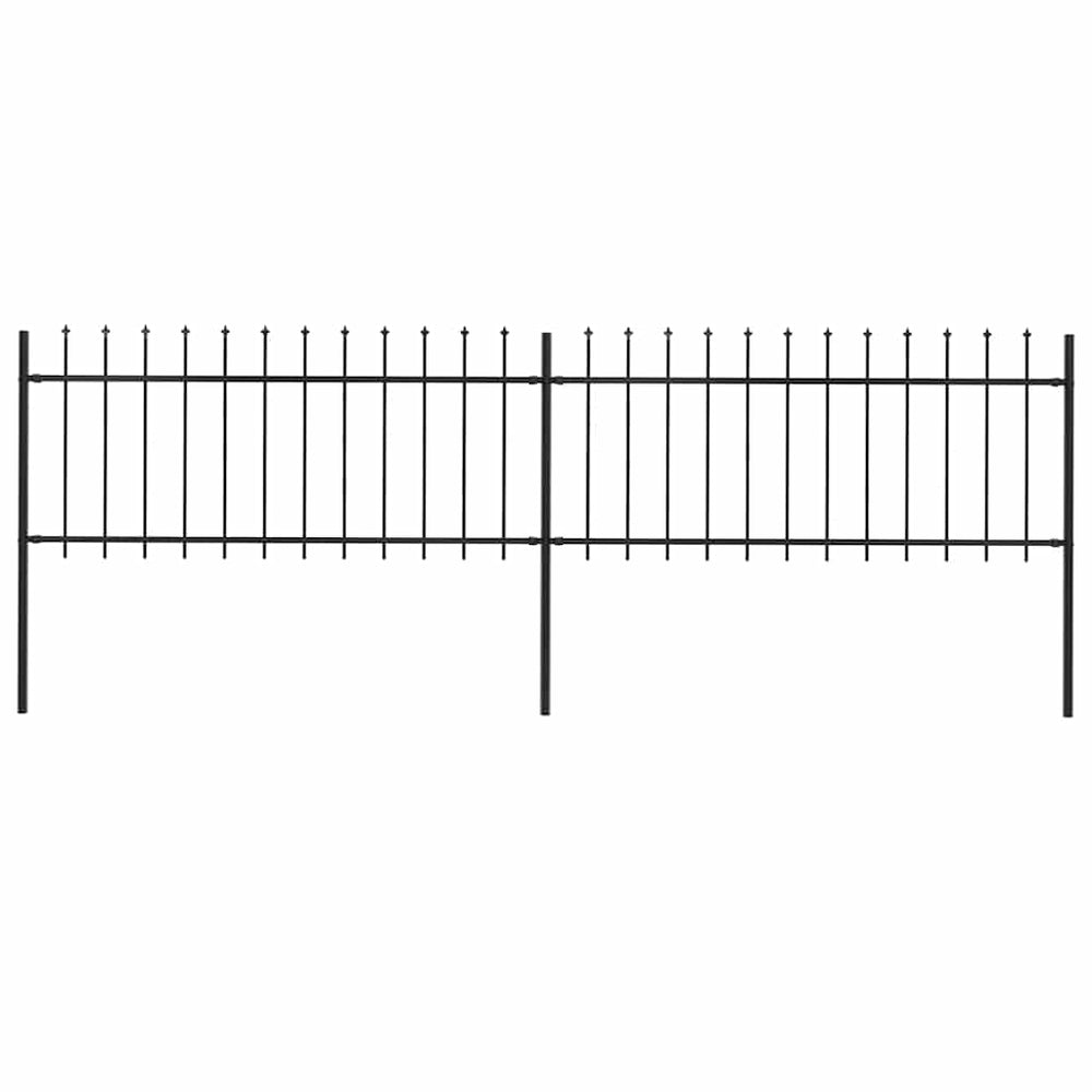 vidaXL Clôture de jardin avec lance en acier 359 x 80 cm noir