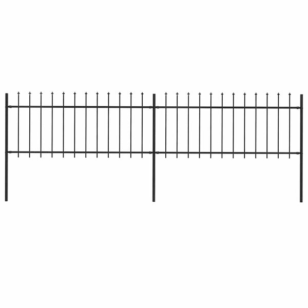 Gartenzaun mit Speerspitze Stahl 359 x 80 cm Schwarz