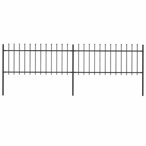 Gartenzaun mit Speerspitze Stahl 359 x 80 cm Schwarz