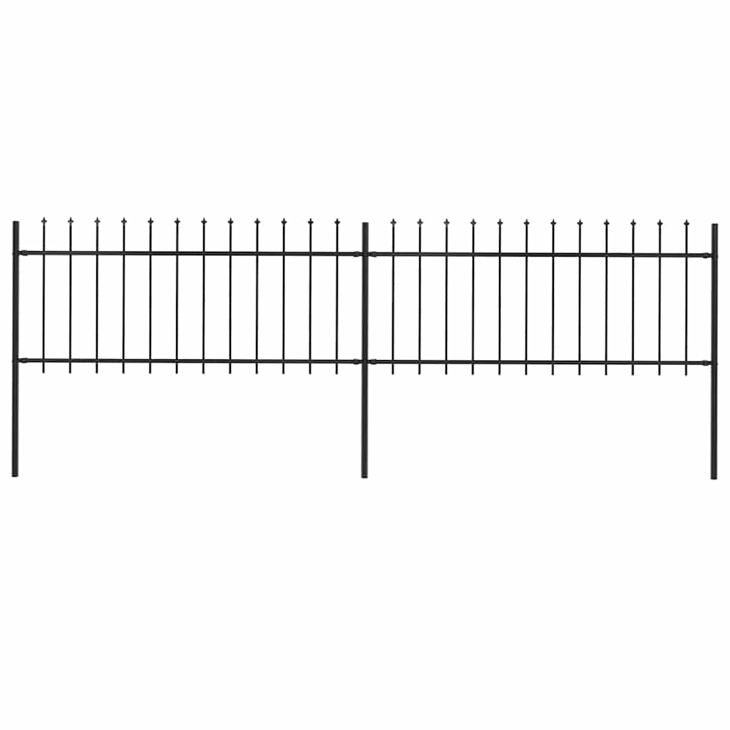 Gartenzaun mit Speerspitze Stahl 359 x 80 cm Schwarz