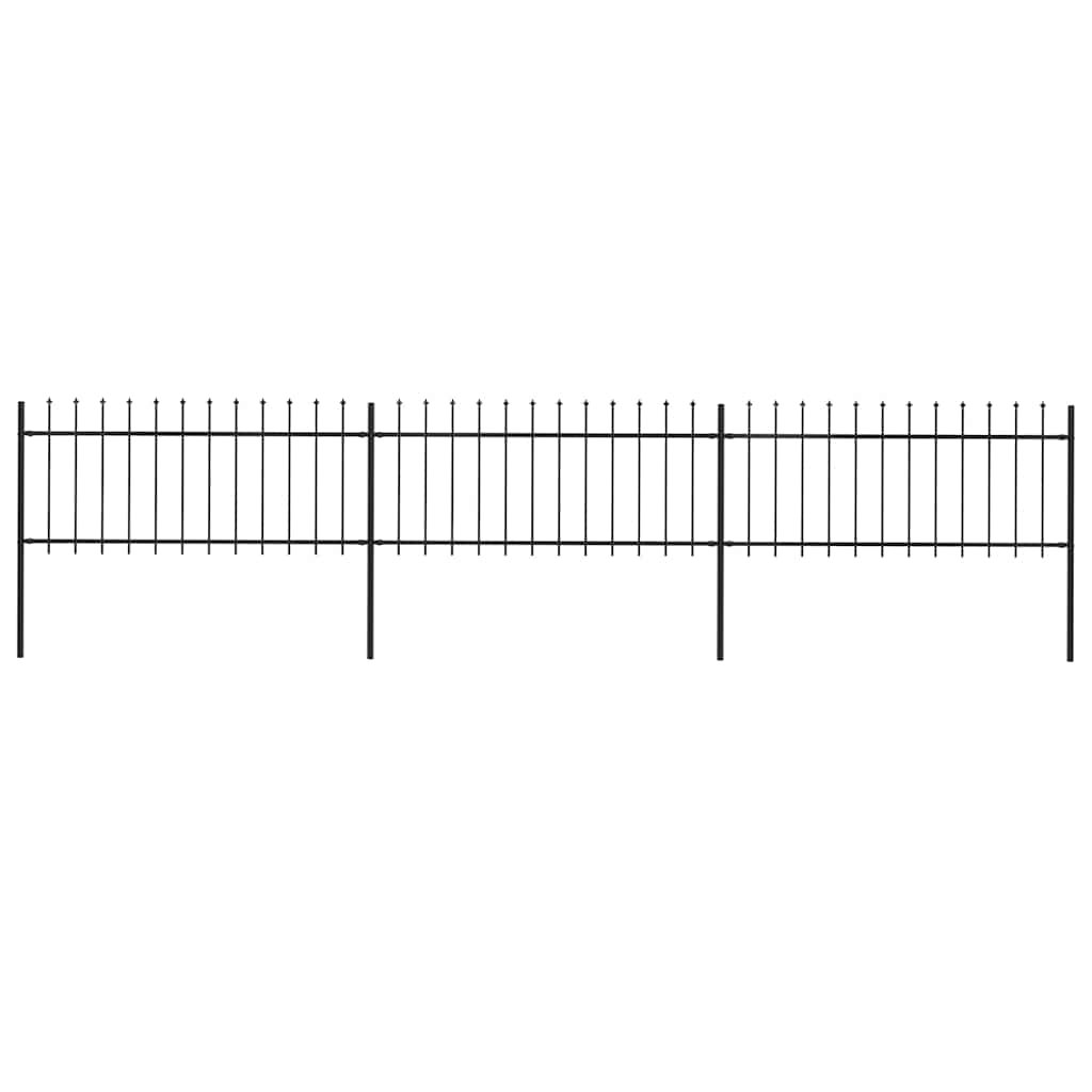 Gartenzaun mit Speerspitze Stahl 537 x 80 cm Schwarz