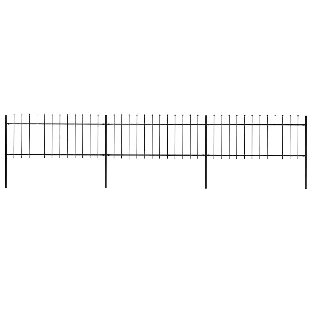 Gartenzaun mit Speerspitze Stahl 537 x 80 cm Schwarz