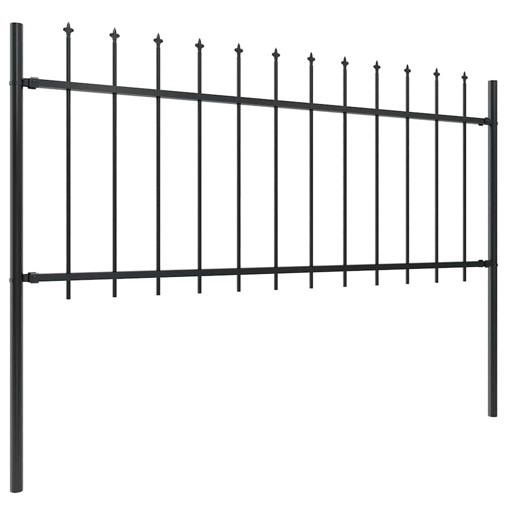 Gartenzaun mit Speerspitze Stahl 537 x 80 cm Schwarz