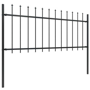 Gartenzaun mit Speerspitze Stahl 537 x 80 cm Schwarz