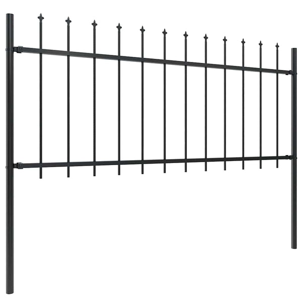Gartenzaun mit Speerspitze Stahl 537 x 80 cm Schwarz