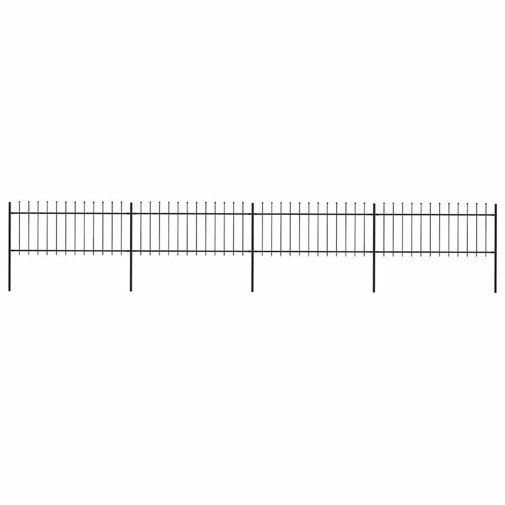 vidaXL Clôture de jardin avec lance en acier 714,5 x 80 cm Noir