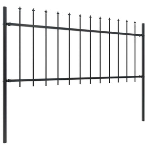 Gartenzaun mit Speerspitze Stahl 714,5 x 80 cm Schwarz