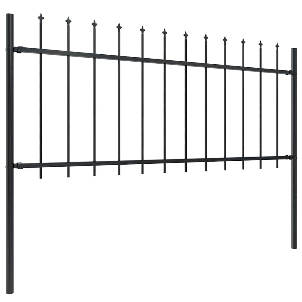 Gartenzaun mit Speerspitze Stahl 714,5 x 80 cm Schwarz