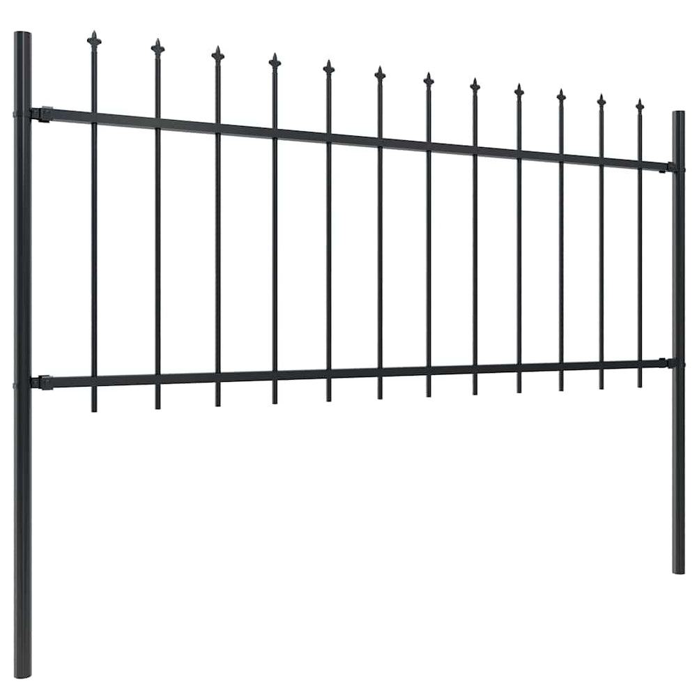 vidaXL Clôture de jardin avec pointes en lance Acier 892,5 x 80 cm Noir
