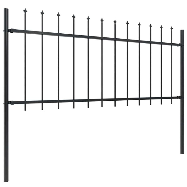 Gartenzaun mit Speerspitze Stahl 1070 x 80 cm Schwarz