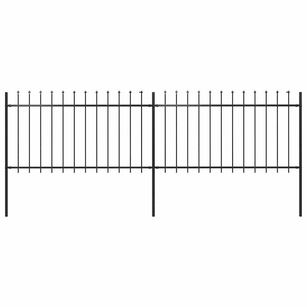 vidaXL Clôture de jardin en acier avec pointes de lance 359 x 100 cm Noir
