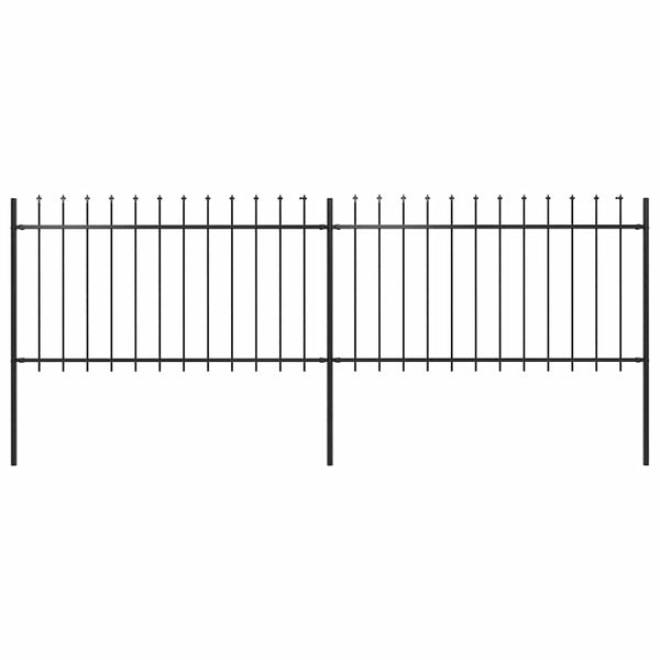 Gartenzaun mit Speerspitze Stahl 359 x 100 cm Schwarz