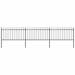 Gartenzaun mit Speerspitze Stahl 537 x 100 cm Schwarz