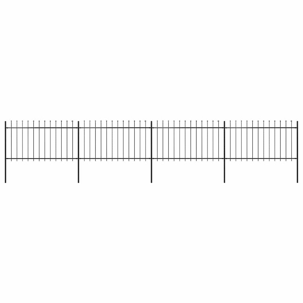 vidaXL Clôture de jardin avec fer de lance Acier 714,5 x 100 cm Noir