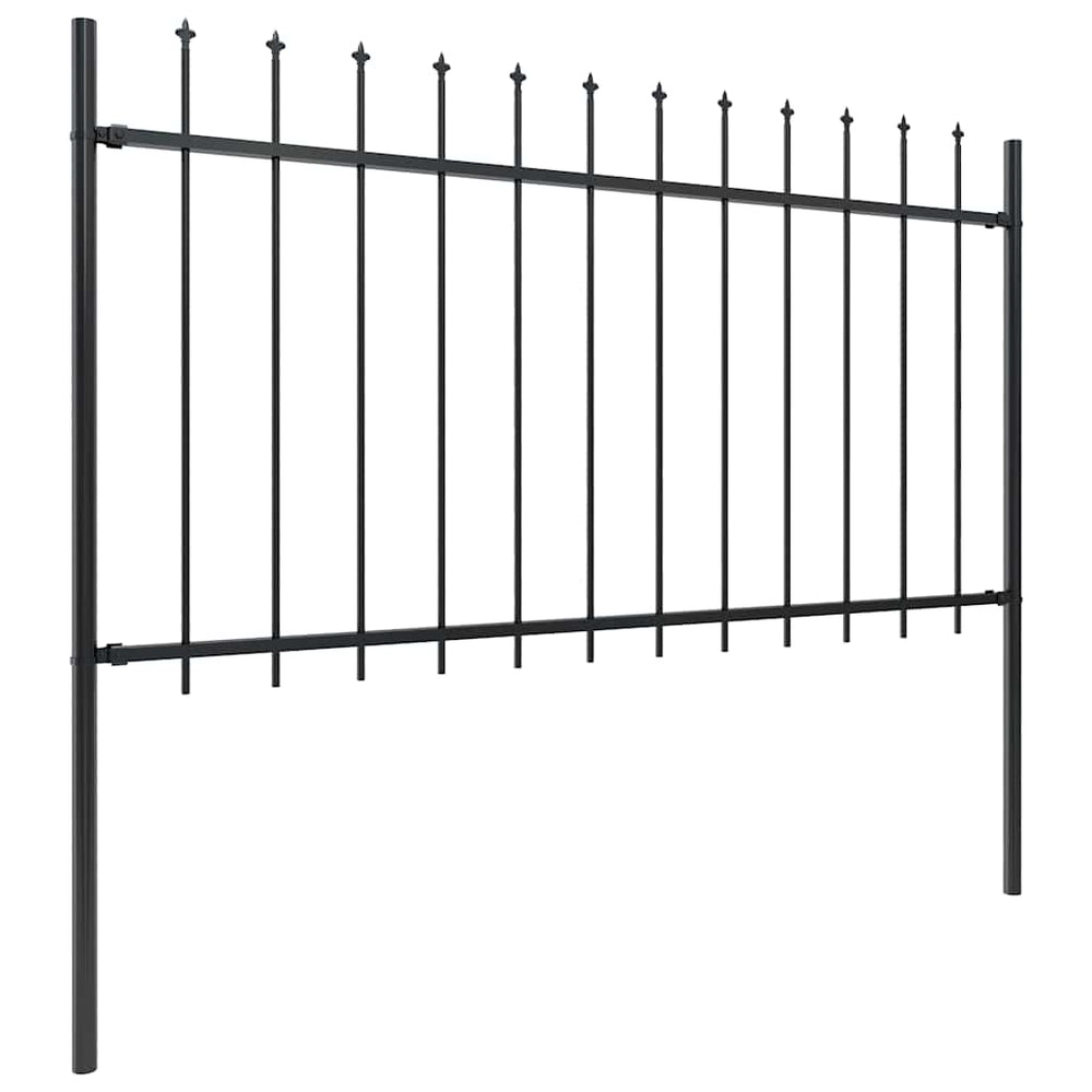 Gartenzaun mit Speerspitze Stahl 1070 x 100 cm Schwarz